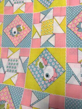 Vintage Patchwork Cotton Fabric 1/2 yard x 44" Cute Birds & Flowers Pastels Quil